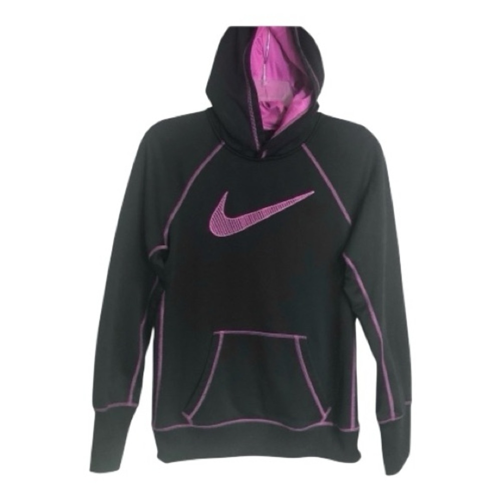 Nike Therma-Fit Black Pink Pullover Pouch Hoodie Medium Jacket